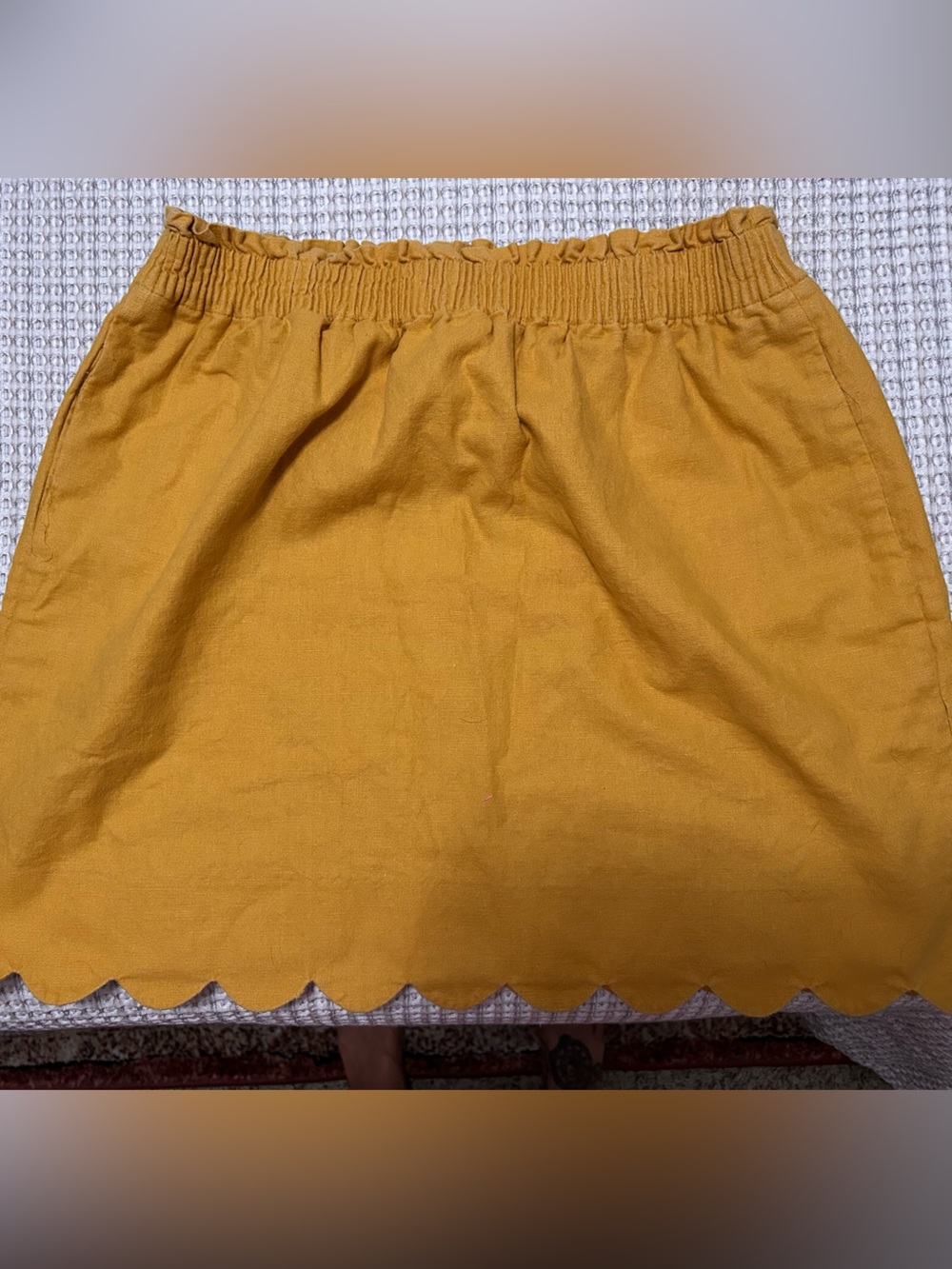 J. Crew Mustard Scalloped Hem Mini Skirt